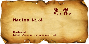Matisa Niké névjegykártya